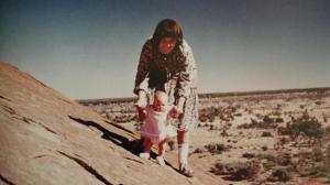 Lindy and Azaria on Uluru.