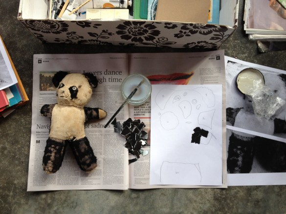 Creating a panda using black & white paper