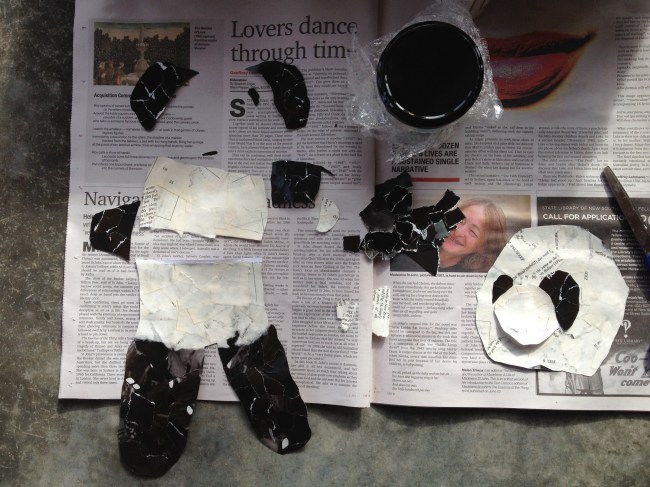 Collages elements ready to be assembled on the canvas