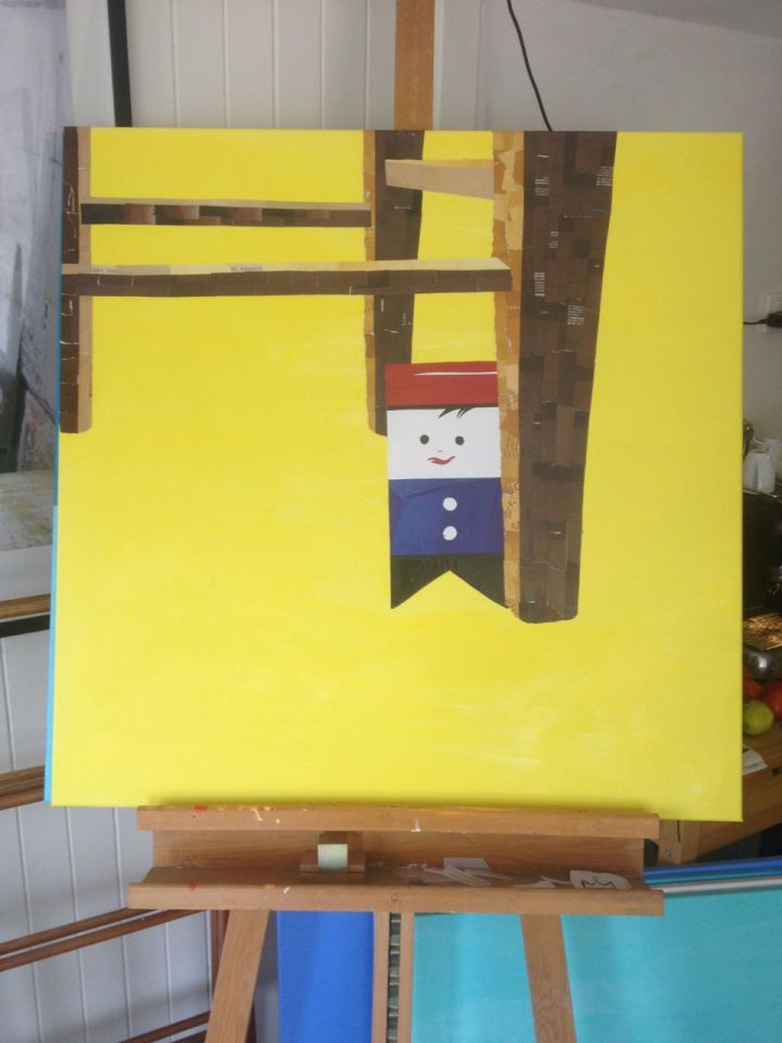 Refuge, acrylic and paper on canvas, 2014