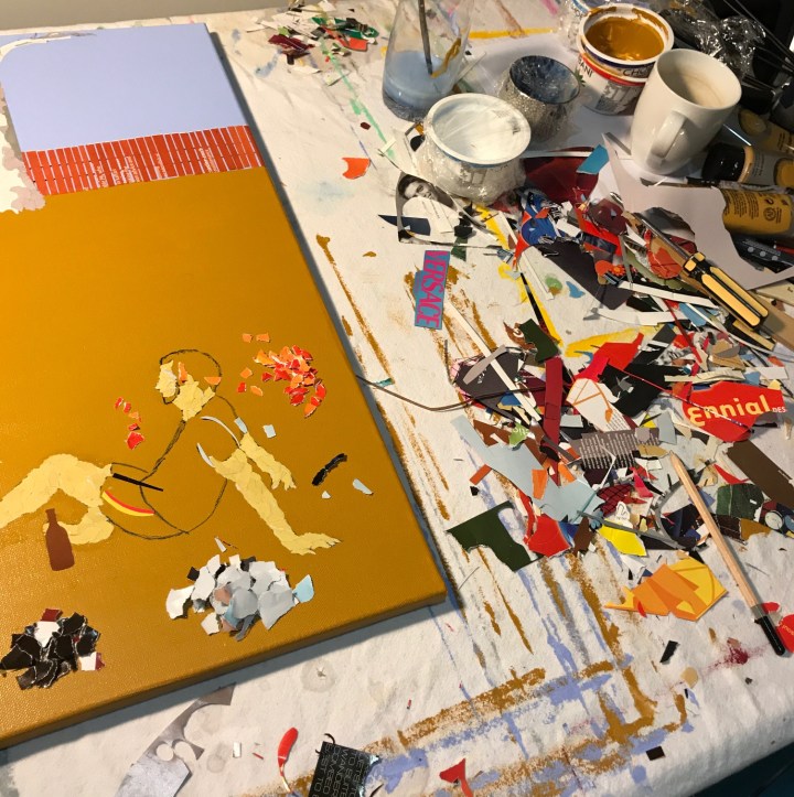 messy workbench in Ray Monde studio