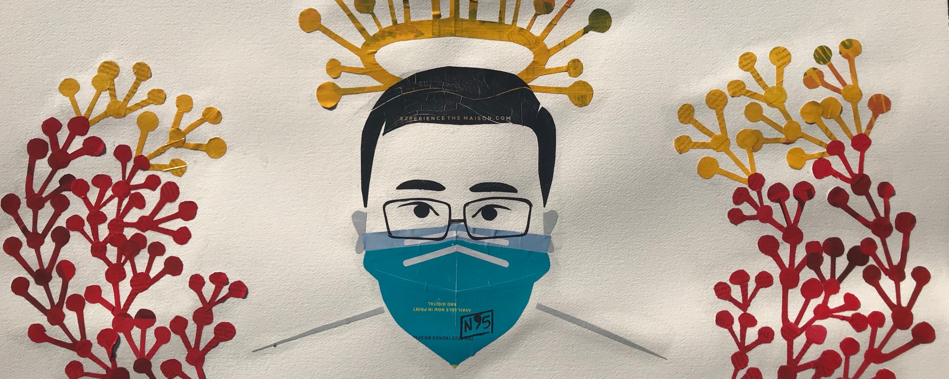 Collage of Dr Li Wenliang showing R0 = 3