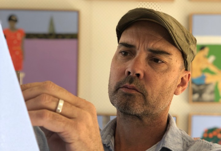 Ray Monde working on an artwork in his studio